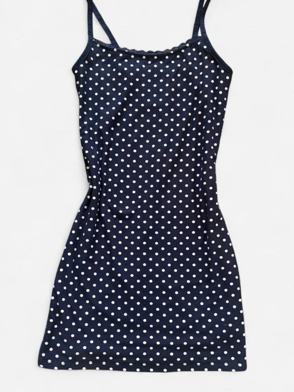 Y2K Bodycon mini cami dress with polka dots and lace